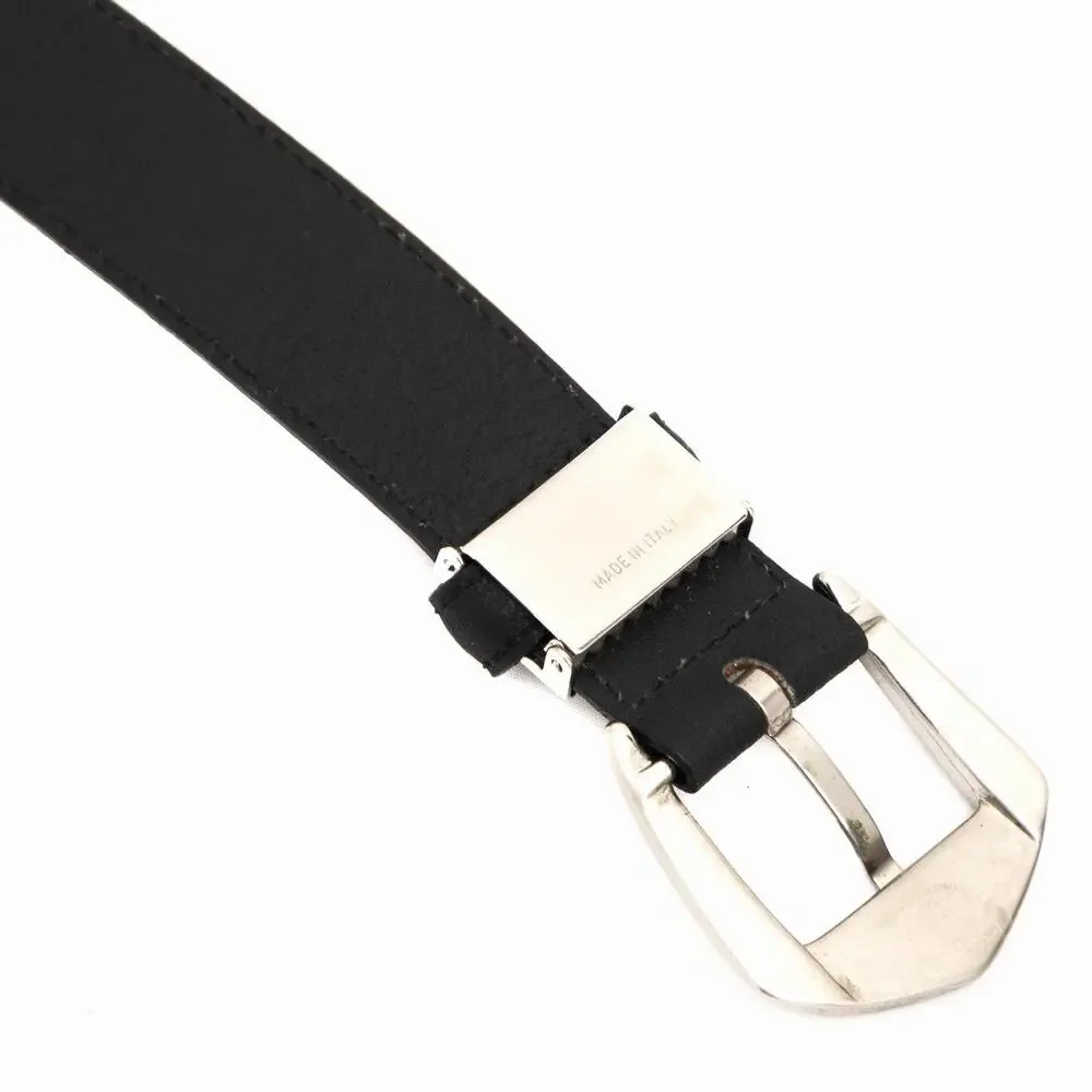 Vintage GIANNI VERSACE Men’s Black Leather Medusa Silver Buckle Belt 90 / 36